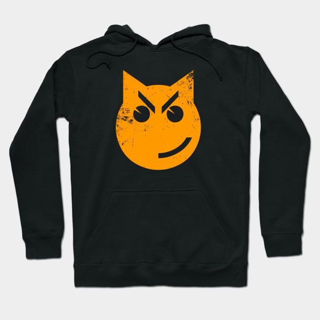 Smirking Grunge Cat Emoji Hoodie by tinybiscuits